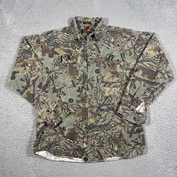 Canyon Guide Outfitters Men Sz M Camo Button Shirt y2k VTG *Missing Button - Picture 1 of 7
